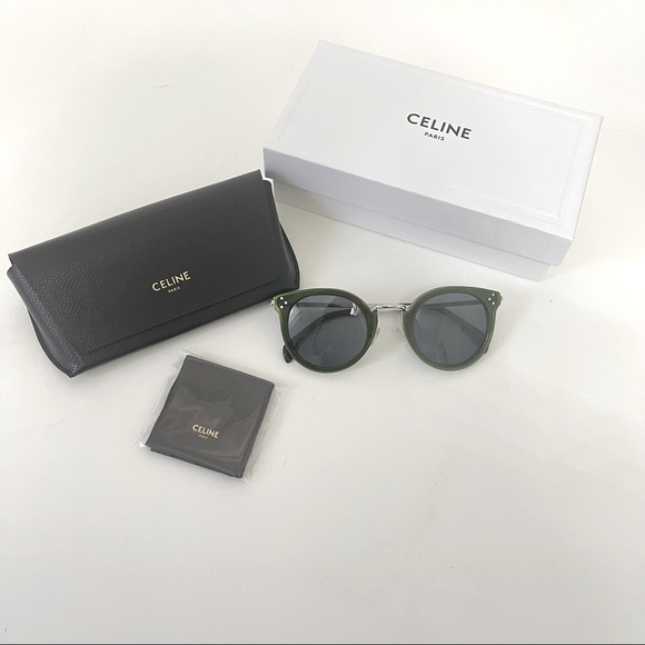 Celine 48mm Dark Green Round Sunglasses. New With Case, Box & Cleaning Cloth - Picture 1 of 16